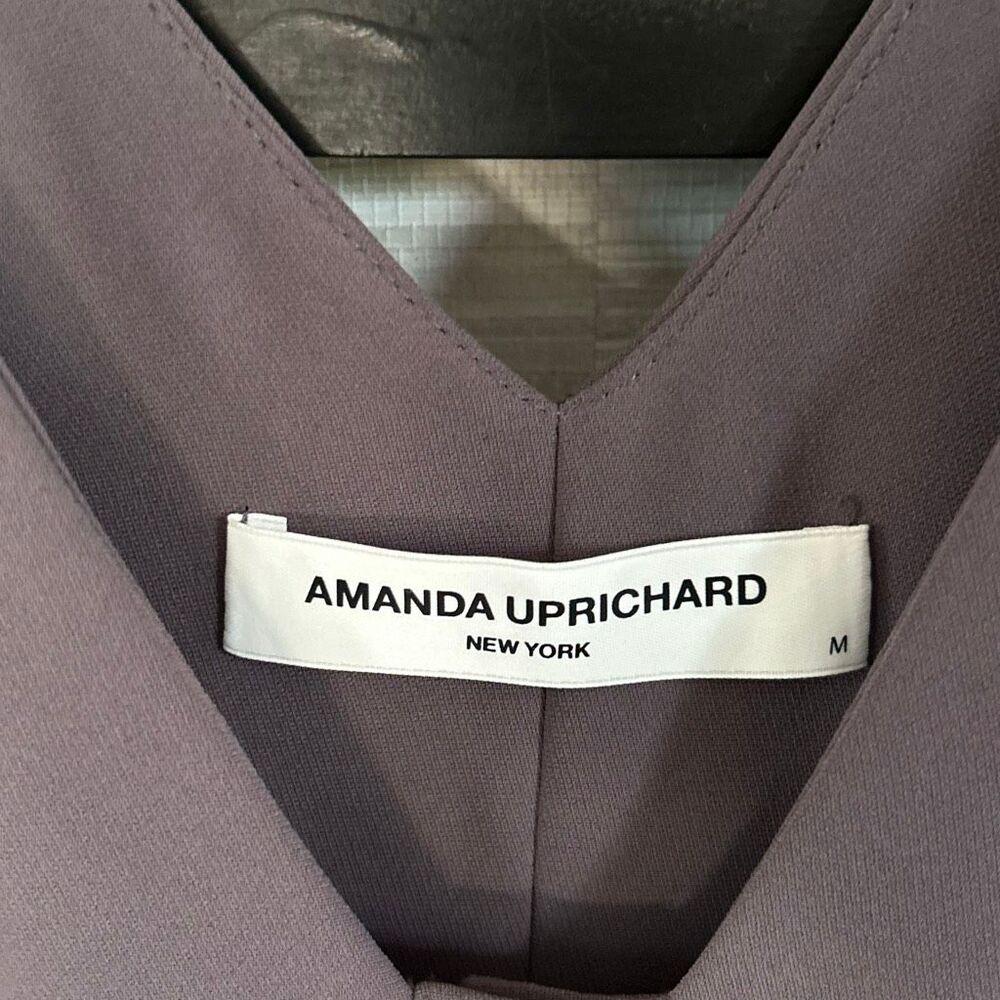 Amanda Uprichard Gray V-neck snap front short dress with peplum flounce bottom s - Picture 2 of 5